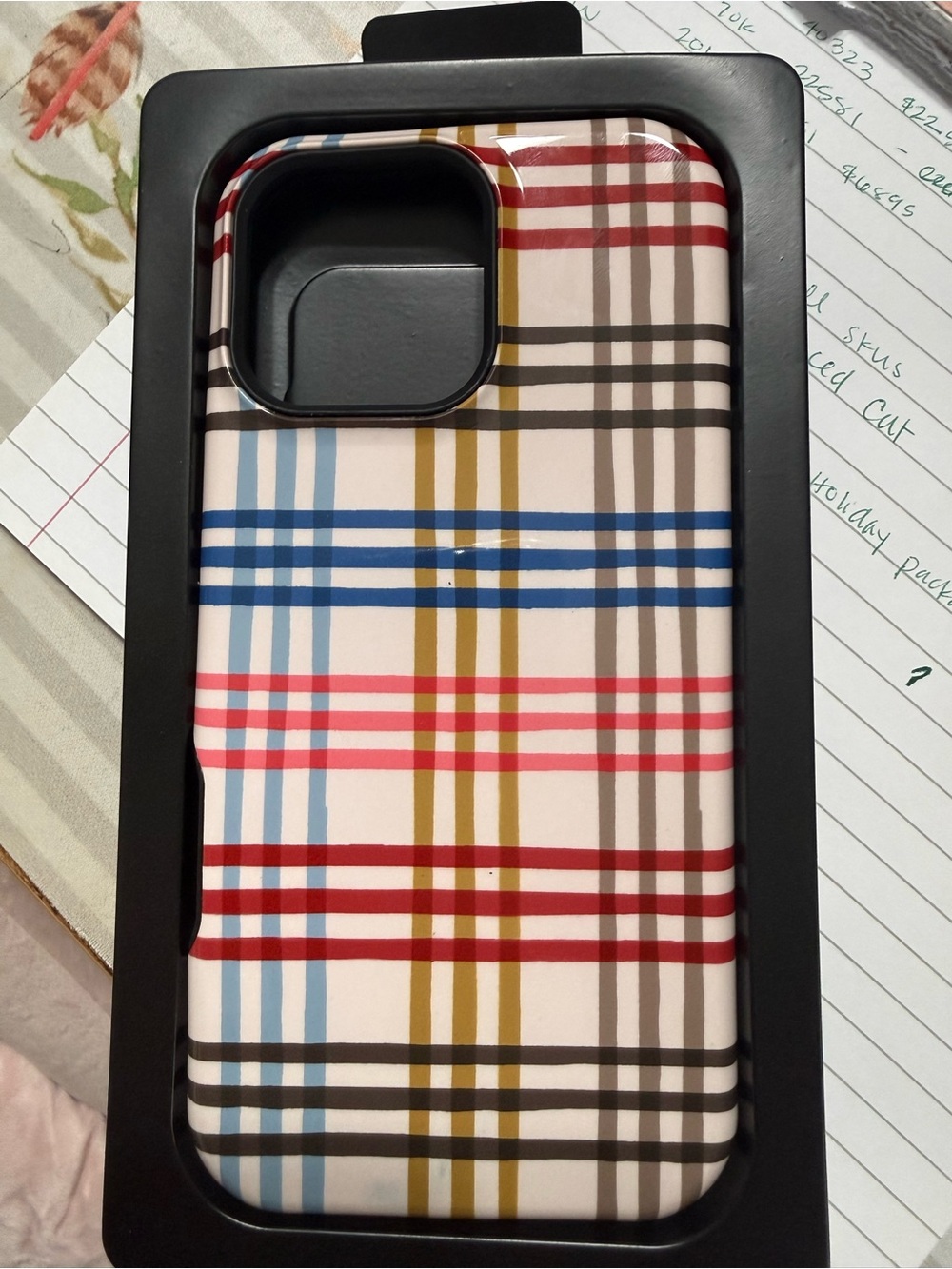 Casely Plaid Pattern Protective Phone Case - Pink Multicolor. iPhone 16 pro max